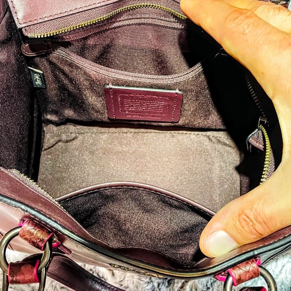 EUC - COACH CROSBY CARRYALL 21 w/EDGEPAINT AND PYTHON EMBOSSED HANDLES (F20894) - Picture 9 of 12